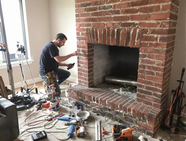 Cuyahoga Falls Chimney Sweep specialist finalizing chimney liner service in Cuyahoga Falls, OH