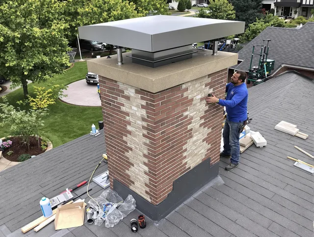 Cuyahoga Falls Chimney Sweep team working on a custom chimney remodel in Cuyahoga Falls, OH