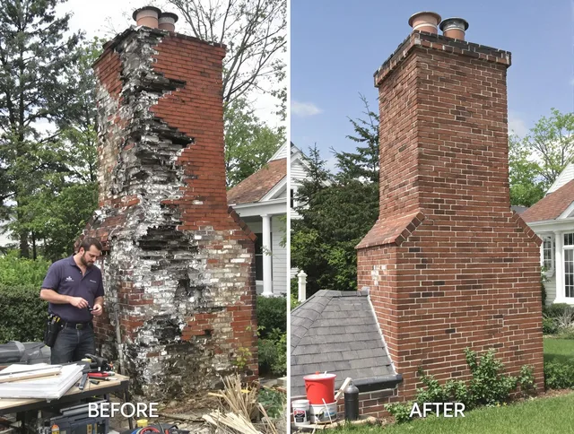 Cuyahoga Falls Chimney Sweep performing a full chimney restoration in Cuyahoga Falls, OH