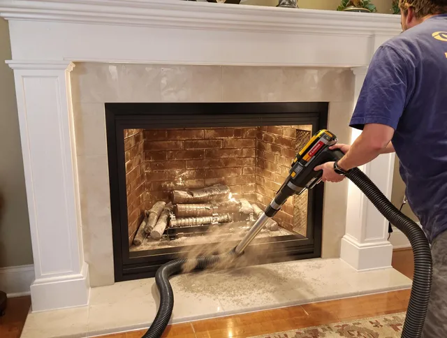 Fireplace cleaning performed by Cuyahoga Falls Chimney Sweep in Cuyahoga Falls, OH